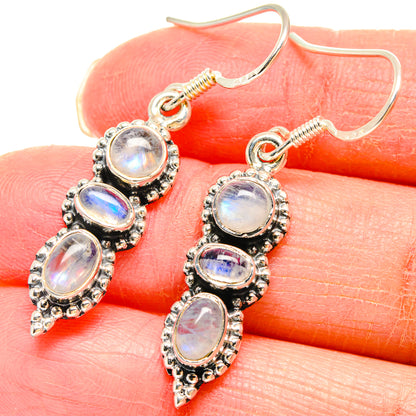 Rainbow Moonstone Earrings handcrafted by Ana Silver Co - EARR422870