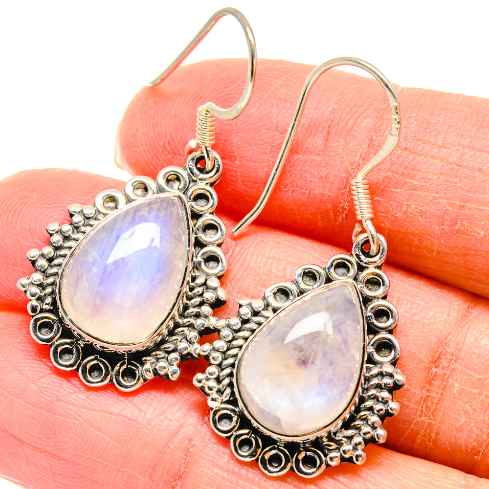 Rainbow Moonstone Earrings handcrafted by Ana Silver Co - EARR422873