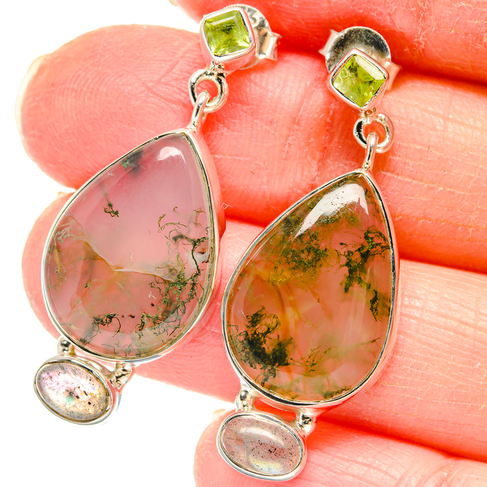 Green Moss Agate Earrings handcrafted by Ana Silver Co - EARR422882