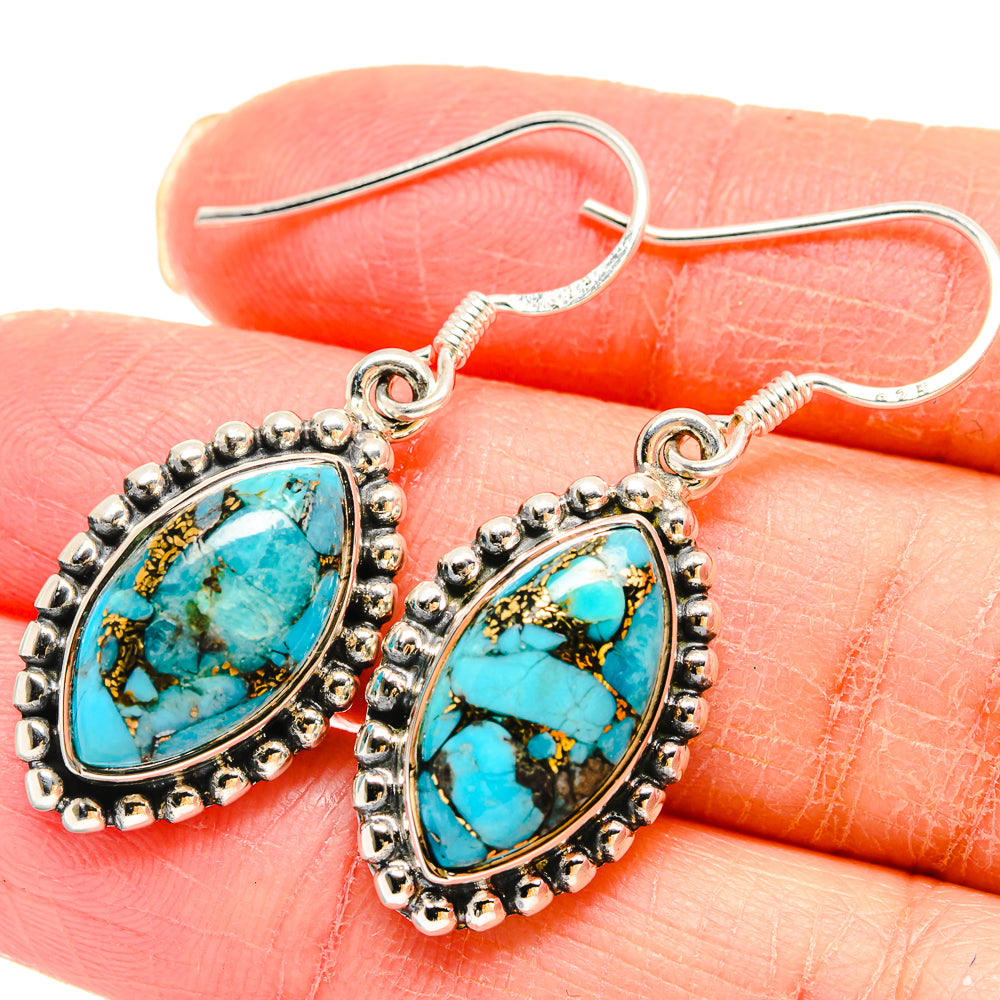 Blue Copper Composite Turquoise Earrings handcrafted by Ana Silver Co - EARR422886