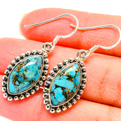 Blue Copper Composite Turquoise Earrings handcrafted by Ana Silver Co - EARR422886