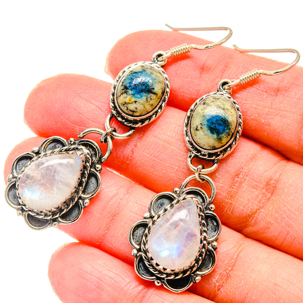 Rainbow Moonstone Earrings handcrafted by Ana Silver Co - EARR422899