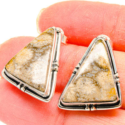 Fossil Coral Earrings handcrafted by Ana Silver Co - EARR422907