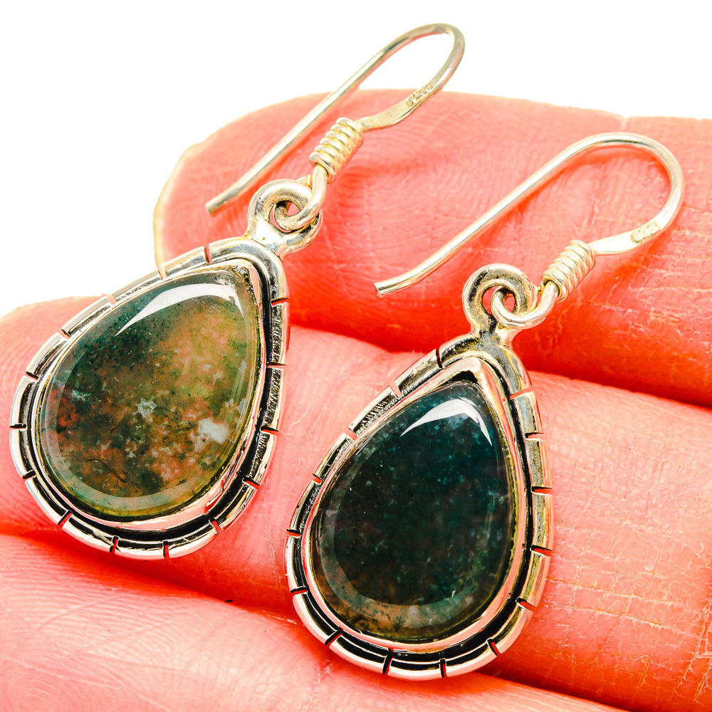 Green Moss Agate Earrings handcrafted by Ana Silver Co - EARR422910