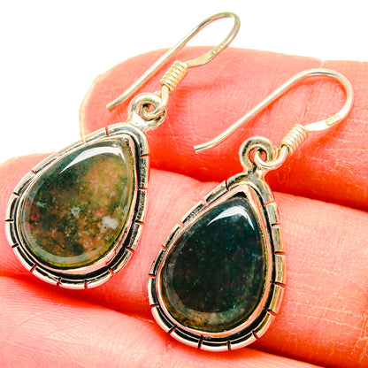 Green Moss Agate Earrings handcrafted by Ana Silver Co - EARR422910