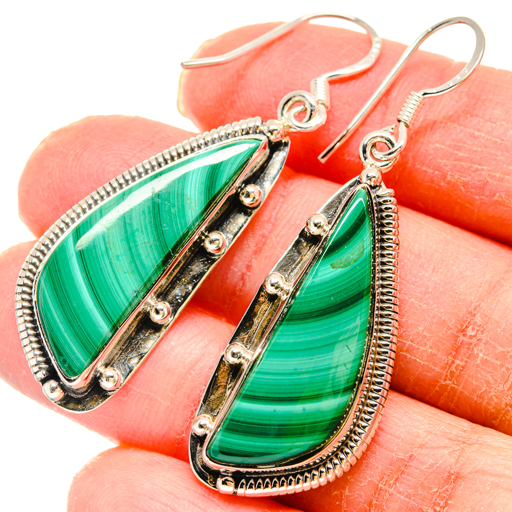 Malachite Earrings handcrafted by Ana Silver Co - EARR422911