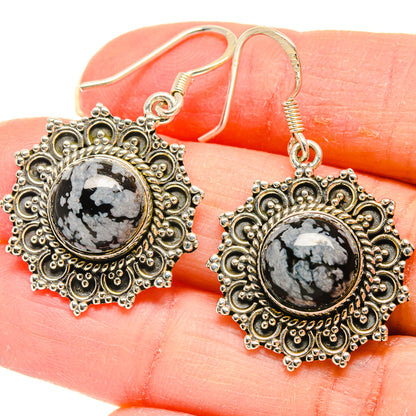 Snowflake Obsidian Earrings handcrafted by Ana Silver Co - EARR422924
