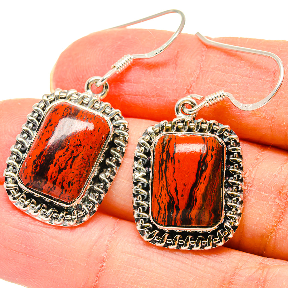 Red Jasper Earrings handcrafted by Ana Silver Co - EARR422927