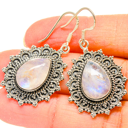 Rainbow Moonstone Earrings handcrafted by Ana Silver Co - EARR422932