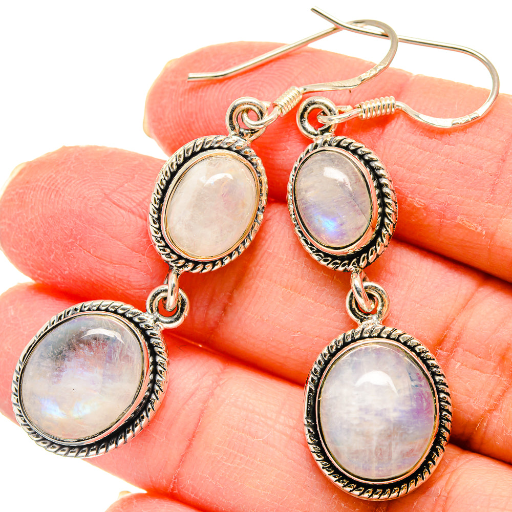 Rainbow Moonstone Earrings handcrafted by Ana Silver Co - EARR422964