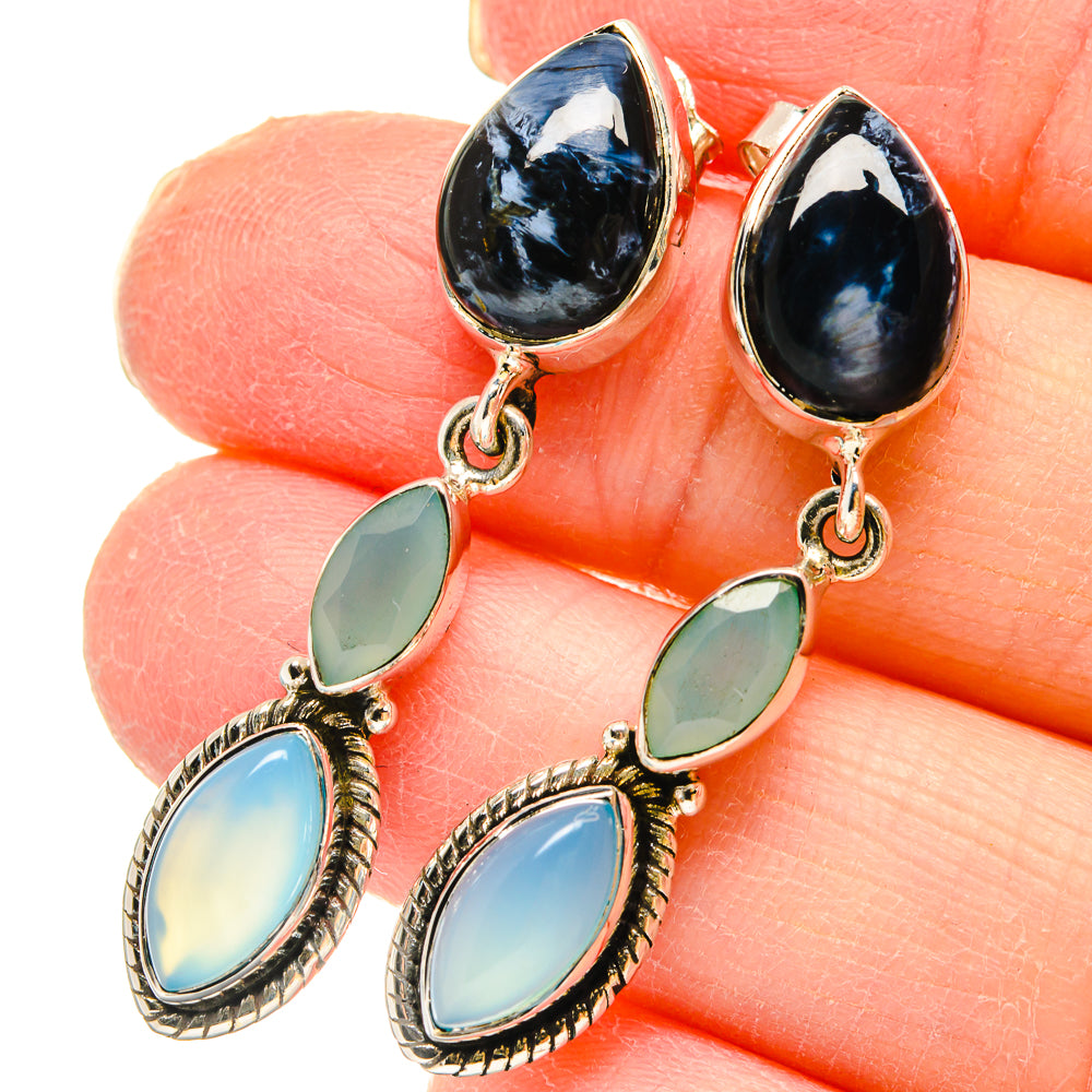 Aqua Chalcedony Earrings handcrafted by Ana Silver Co - EARR422966