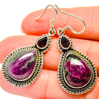 Ruby Zoisite, Garnet Earrings handcrafted by Ana Silver Co - EARR422975