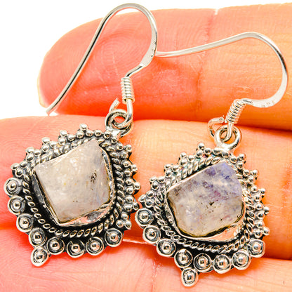 Sterling silver moonstone drop earrings with hook back and detailed bead trim