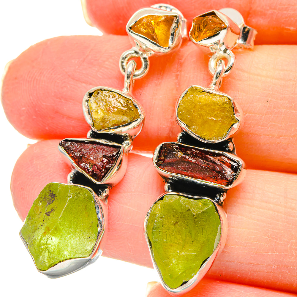 Peridot, Garnet, Citrine Earrings handcrafted by Ana Silver Co - EARR422993