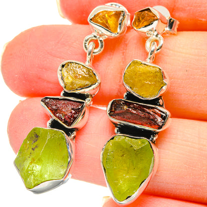 Peridot, Garnet, Citrine Earrings handcrafted by Ana Silver Co - EARR422993
