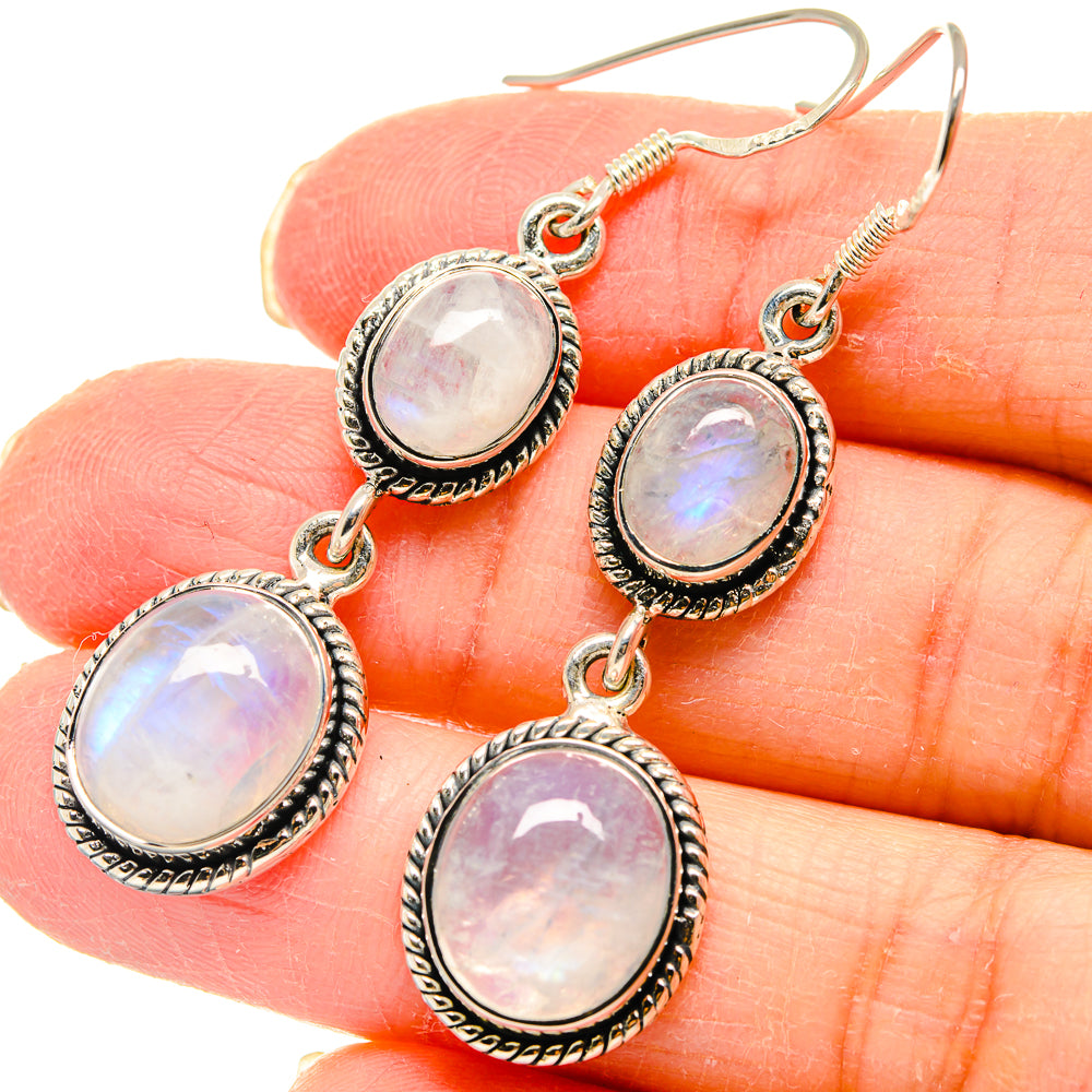 Rainbow Moonstone Earrings handcrafted by Ana Silver Co - EARR423002