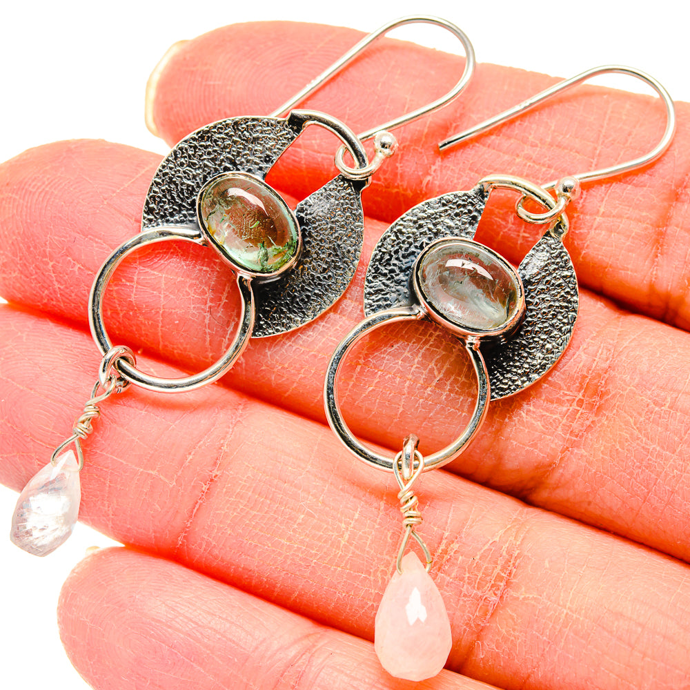 Aquamarine, Rainbow Moonstone Earrings handcrafted by Ana Silver Co - EARR423016