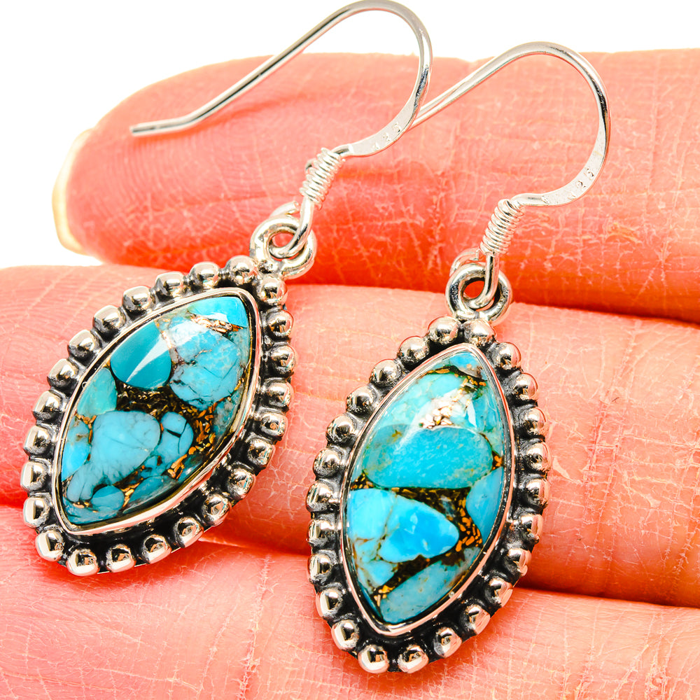 Blue Copper Composite Turquoise Earrings handcrafted by Ana Silver Co - EARR423029