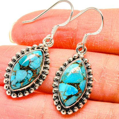 Blue Copper Composite Turquoise Earrings handcrafted by Ana Silver Co - EARR423029