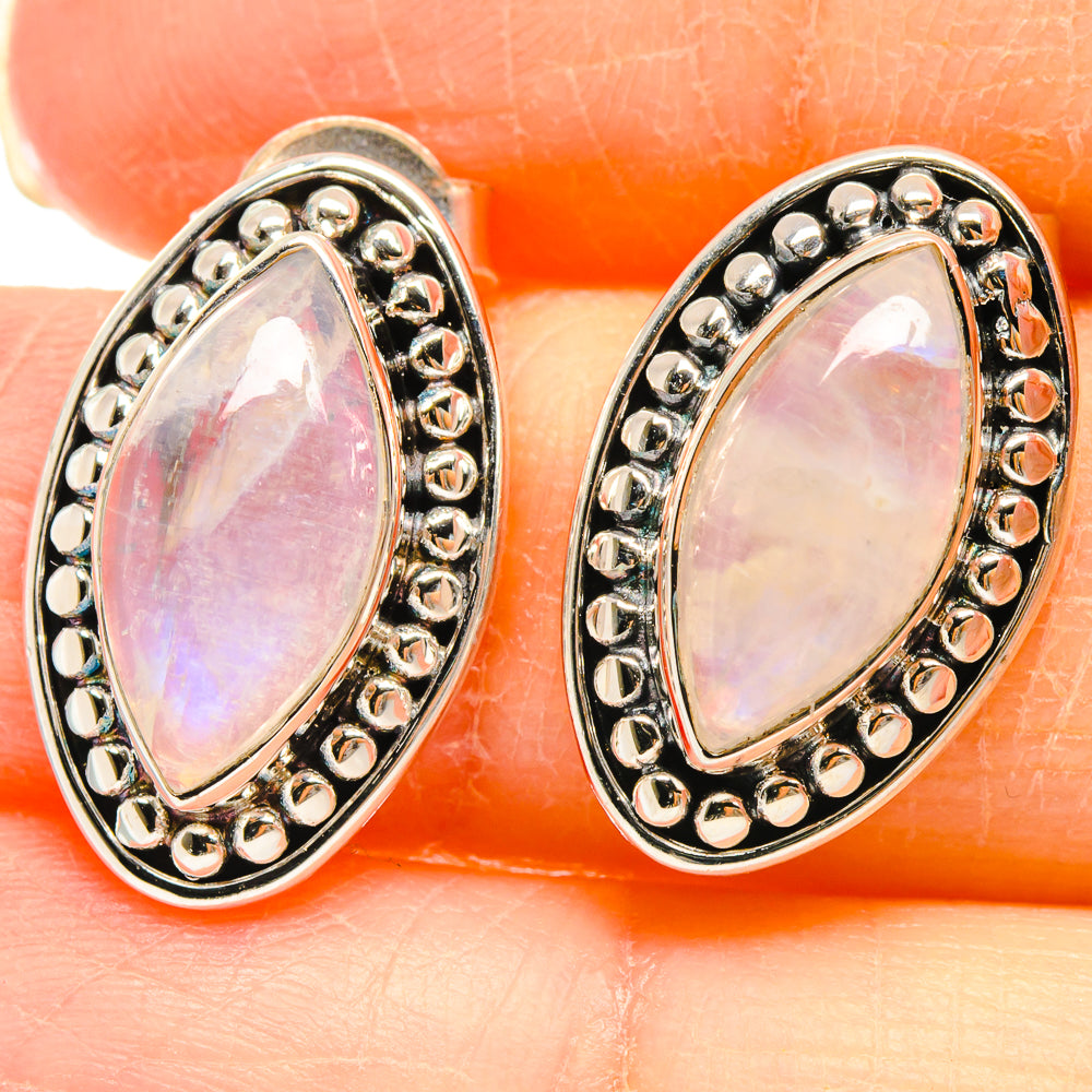 Rainbow Moonstone Earrings handcrafted by Ana Silver Co - EARR423035
