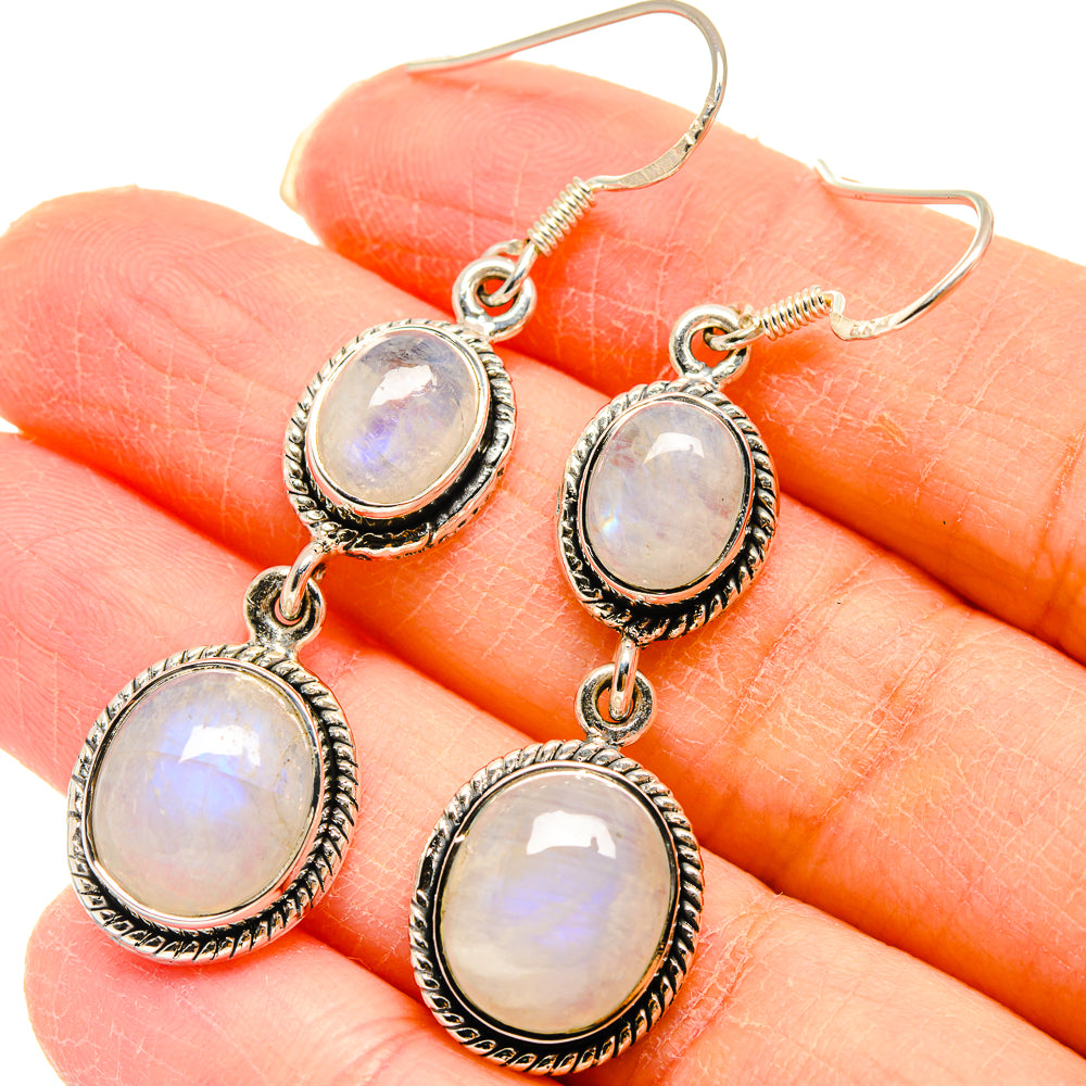 Rainbow Moonstone Earrings handcrafted by Ana Silver Co - EARR423036