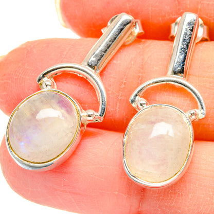 Rainbow Moonstone Earrings handcrafted by Ana Silver Co - EARR423037
