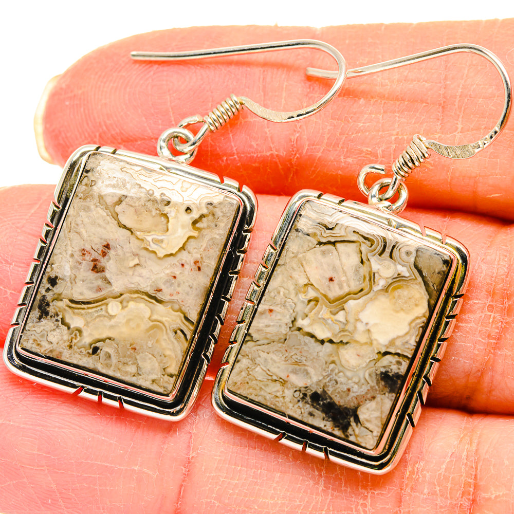 Laguna Lace Agate Earrings handcrafted by Ana Silver Co - EARR423042
