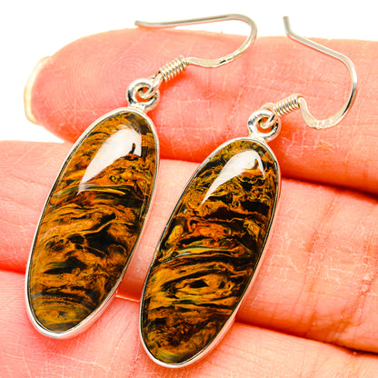 Golden Pietersite Earrings handcrafted by Ana Silver Co - EARR423050