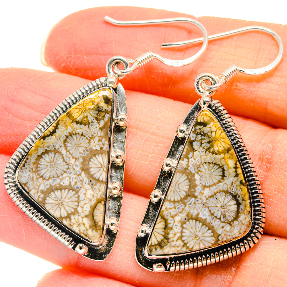 Fossil Coral Earrings handcrafted by Ana Silver Co - EARR423054