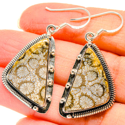 Fossil Coral Earrings handcrafted by Ana Silver Co - EARR423054