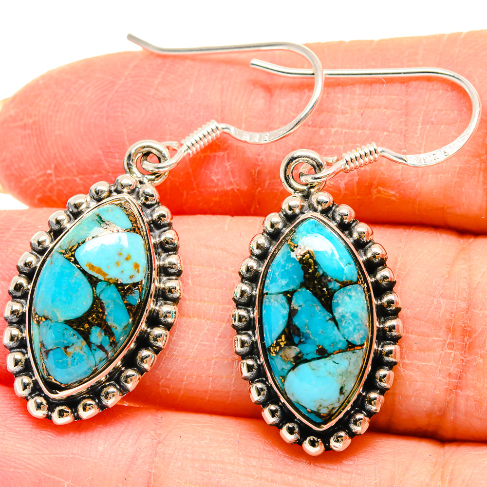 Blue Copper Composite Turquoise Earrings handcrafted by Ana Silver Co - EARR423055