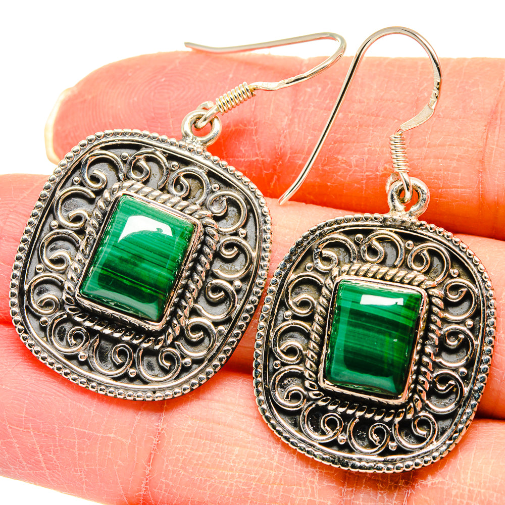 Malachite Earrings handcrafted by Ana Silver Co - EARR423067