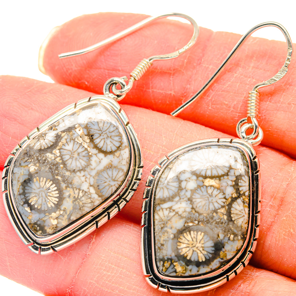 Fossil Coral Earrings handcrafted by Ana Silver Co - EARR423080