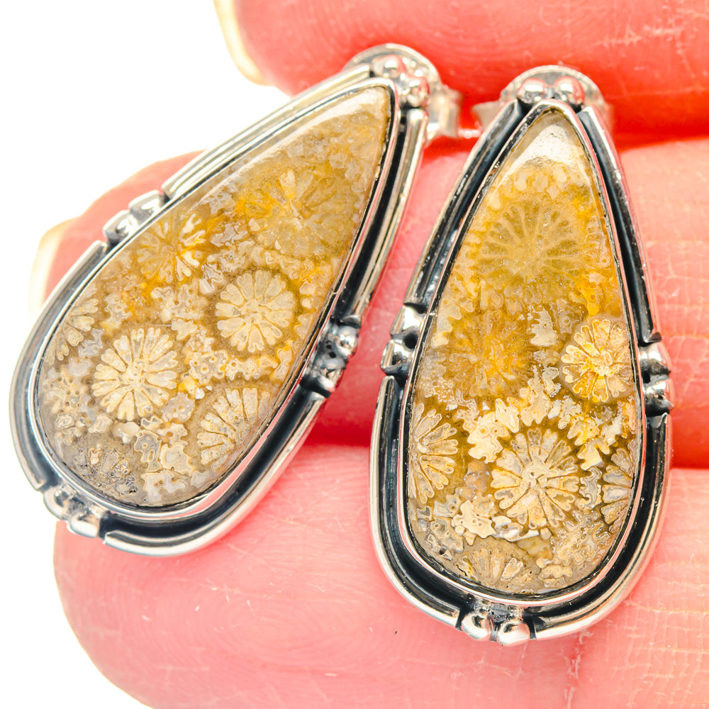 Fossil Coral Earrings handcrafted by Ana Silver Co - EARR423087