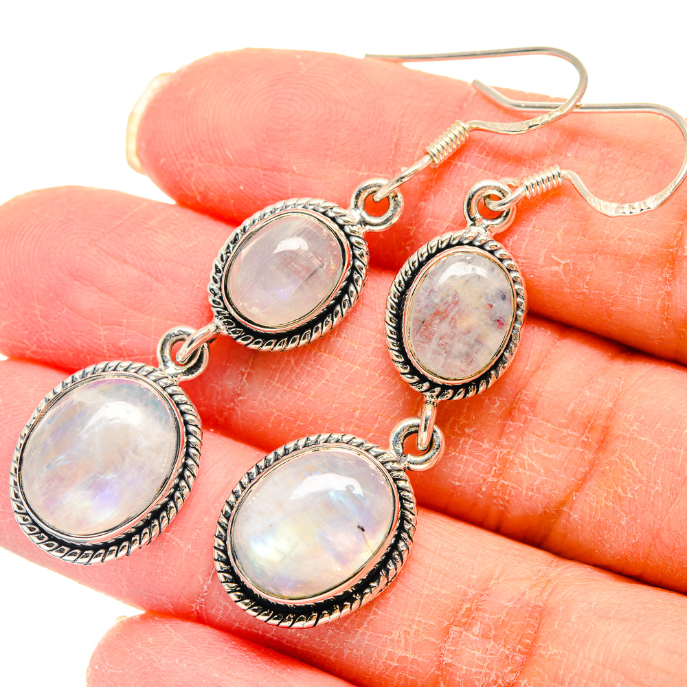 Rainbow Moonstone Earrings handcrafted by Ana Silver Co - EARR423095