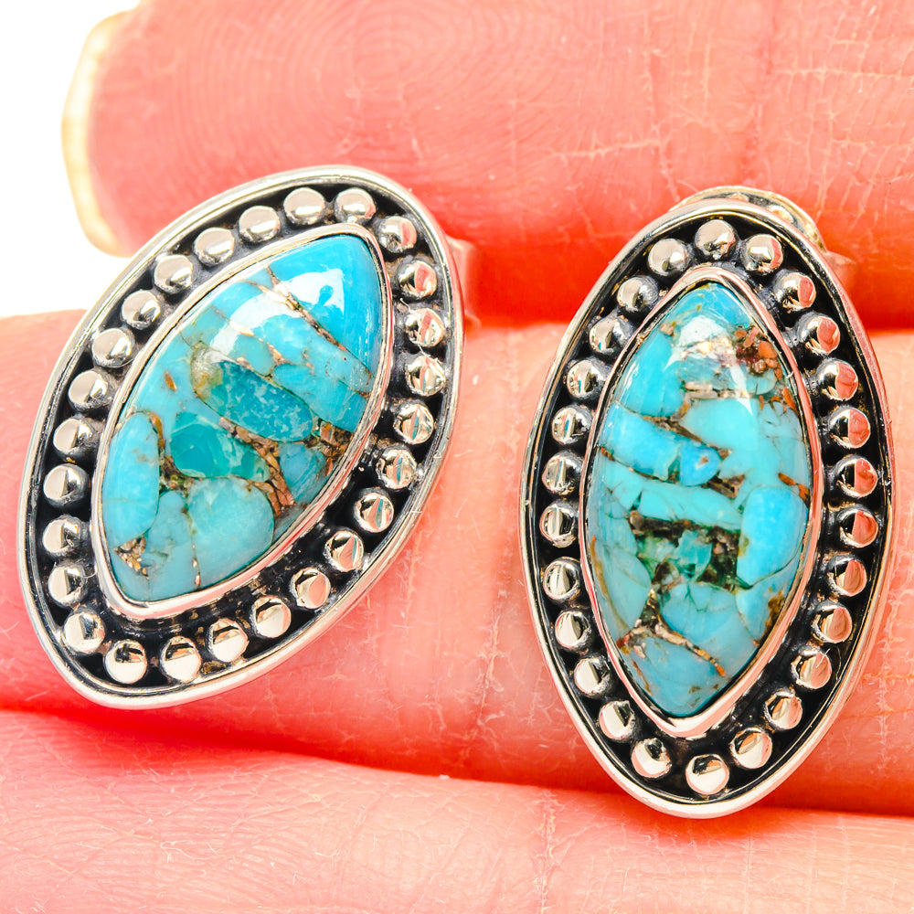 Blue Copper Composite Turquoise Earrings handcrafted by Ana Silver Co - EARR423096