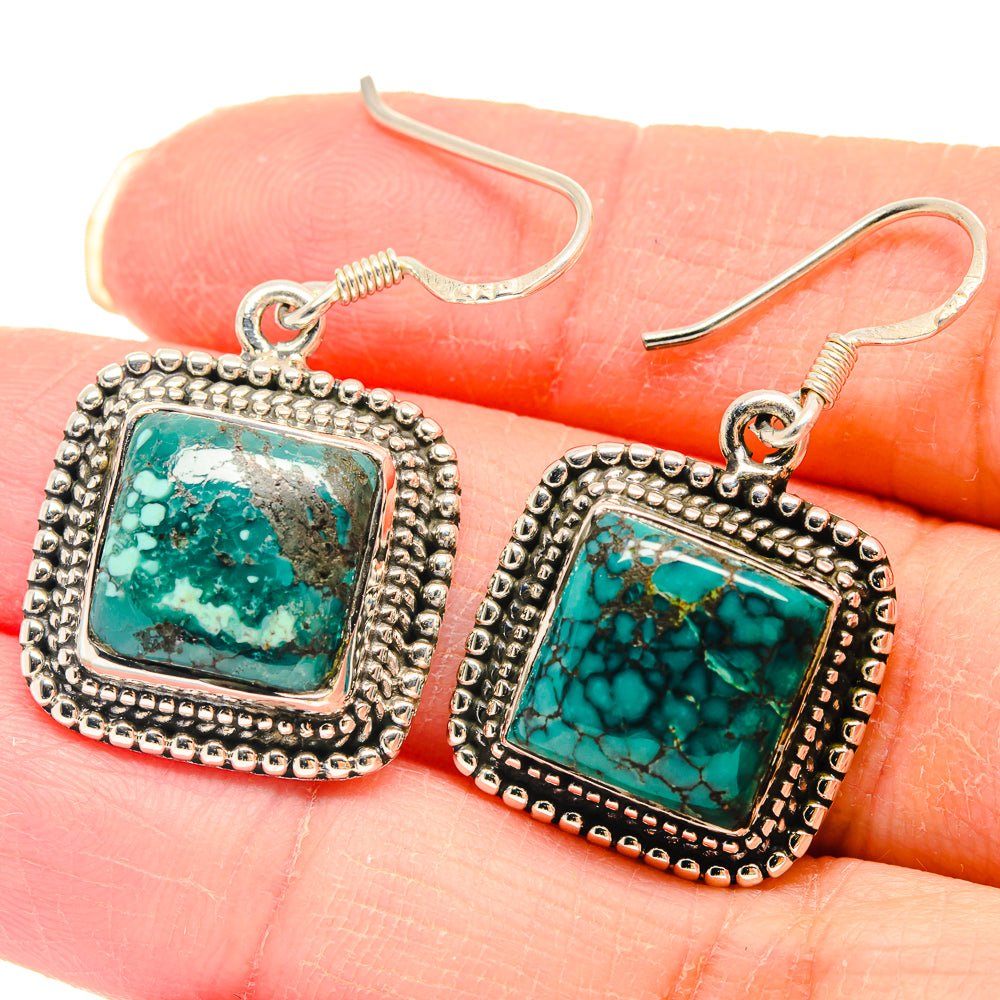 Tibetan Turquoise Earrings handcrafted by Ana Silver Co - EARR423115