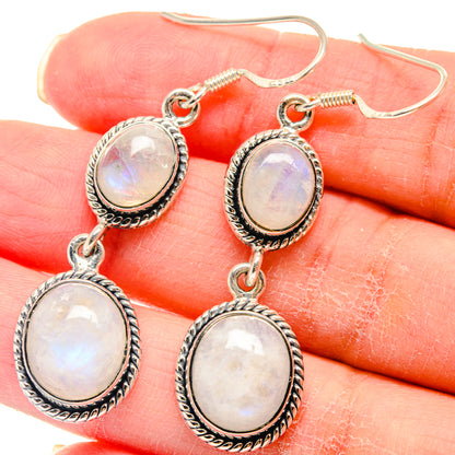 Rainbow Moonstone Earrings handcrafted by Ana Silver Co - EARR423132