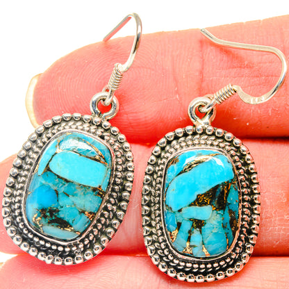 Blue Copper Composite Turquoise Earrings handcrafted by Ana Silver Co - EARR423134