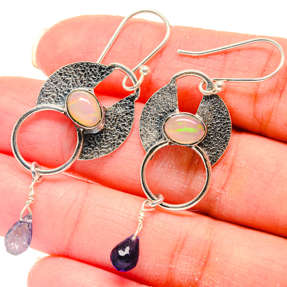 Ethiopian Opal, Tanzanite Earrings handcrafted by Ana Silver Co - EARR423138