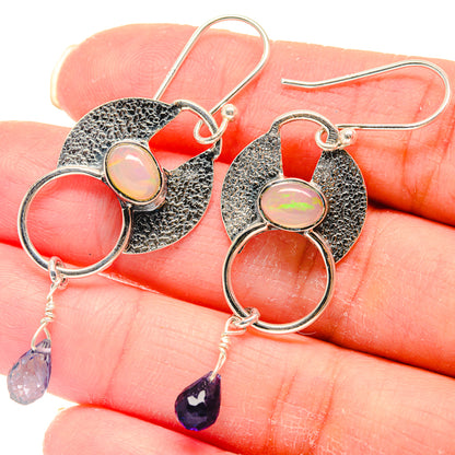 Ethiopian Opal, Tanzanite Earrings handcrafted by Ana Silver Co - EARR423138