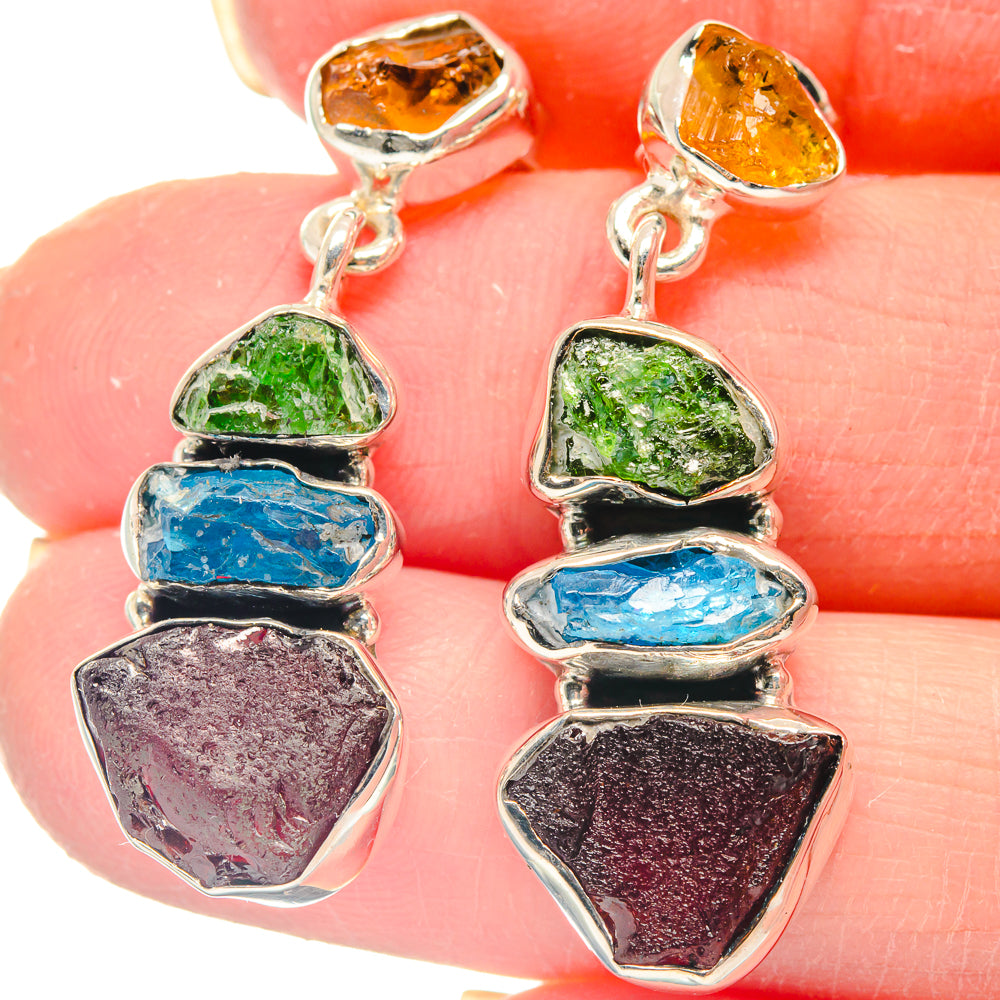 Garnet, Apatite, Chrome Diopside, Citrine Earrings handcrafted by Ana Silver Co - EARR423142