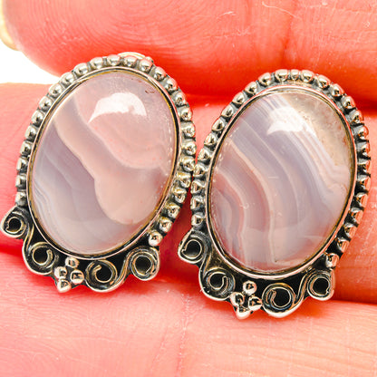 Botswana Agate Earrings handcrafted by Ana Silver Co - EARR423150