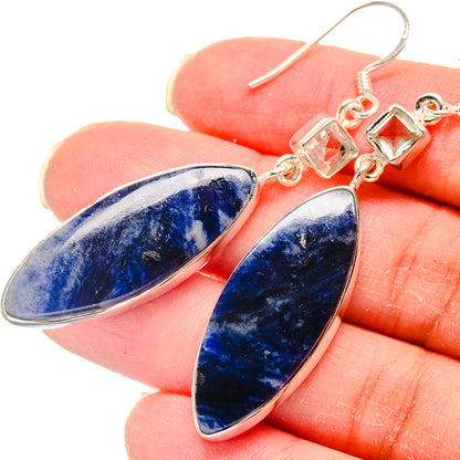 Sodalite, White Quartz Earrings handcrafted by Ana Silver Co - EARR423157
