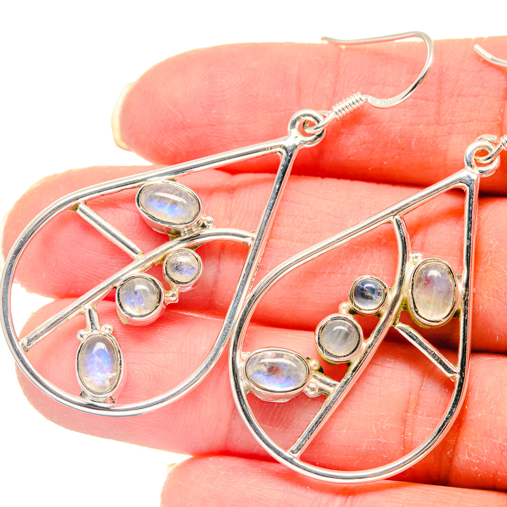 Rainbow Moonstone Earrings handcrafted by Ana Silver Co - EARR423159