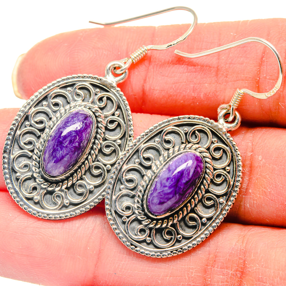Charoite Earrings handcrafted by Ana Silver Co - EARR423161