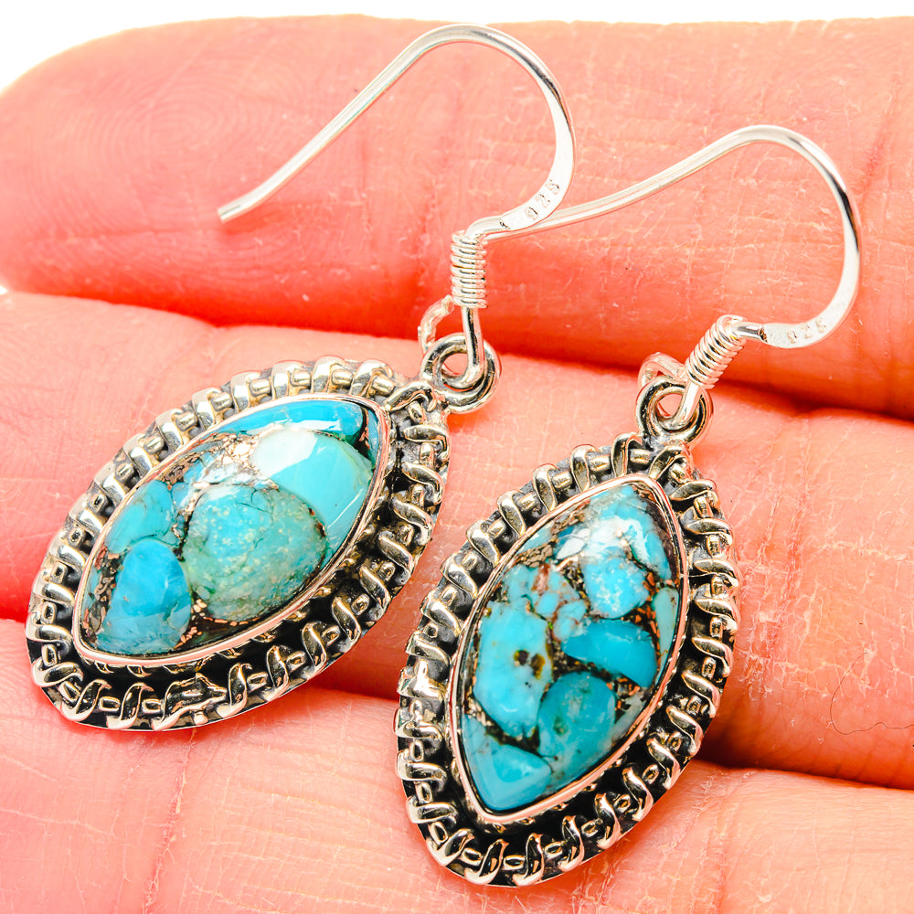 Blue Copper Composite Turquoise Earrings handcrafted by Ana Silver Co - EARR423186