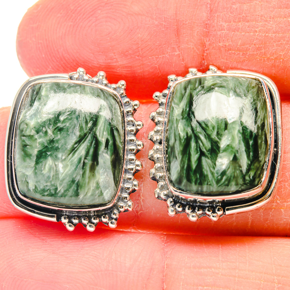 Seraphinite Earrings handcrafted by Ana Silver Co - EARR423189
