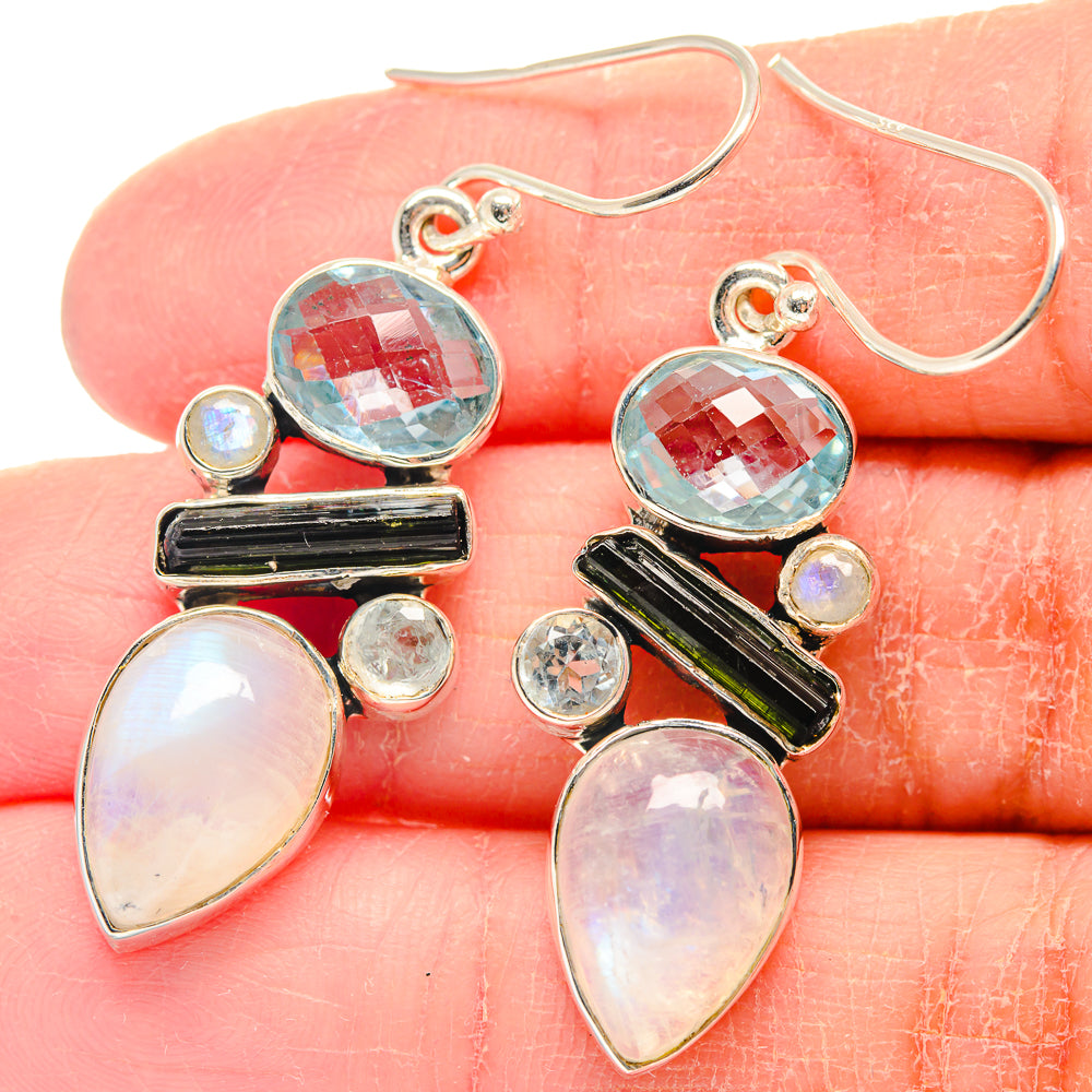 Rainbow Moonstone Earrings handcrafted by Ana Silver Co - EARR423197