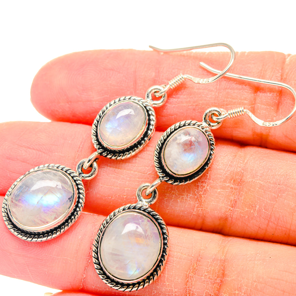 Rainbow Moonstone Earrings handcrafted by Ana Silver Co - EARR423210